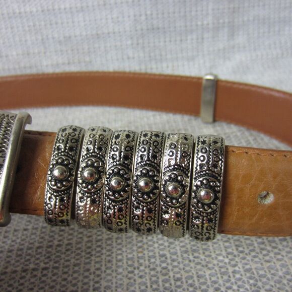 Courtenay Belt Womens Medium Brown Genuine Leather Medallion Vintage Western - Picture 5 of 15